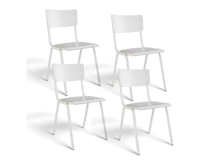 HPL Stuhl Zuiver Back to School - 4er Set Weiss, Neu - Perfekt für komfortables Sitzen