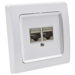 ChiliTec DELPHI Netzwerk-Dose 2x CAT6 inkl. Rahmen, UP, weiß