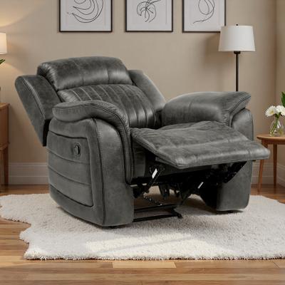 ZWYO HOSIMU Polished Microfiber Foam Recliner with Pillow-Top Arms, Vertical Tufting, Pocket Coils, Tab Pull Recline, 300LB Capacity