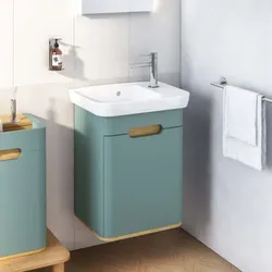 VitrA Sento Waschtisch-Möbel-Set 65868 50x37,5x68,5cm, Türanschlag links, fjordgrün matt, Dekor