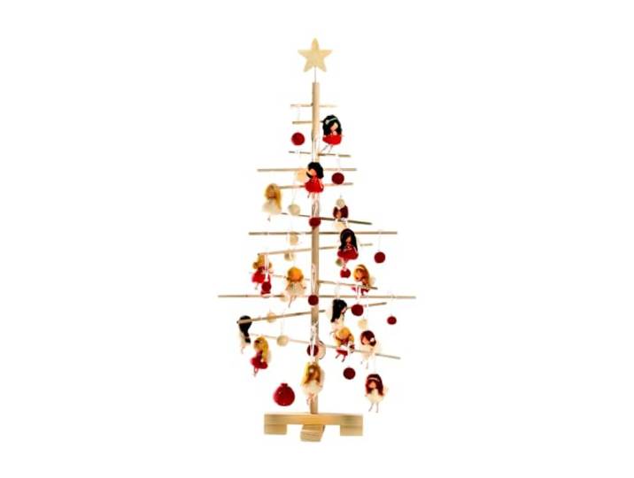 xmas3, Künstlicher Weihnachtsbaum aus echtem Holz. Kräftig, Platzsparend, Nachhaltig und Einfach. Perfekte Weihnachtsbaum Alternative. 48 x 48 x 75 cm, 16 Ästen.