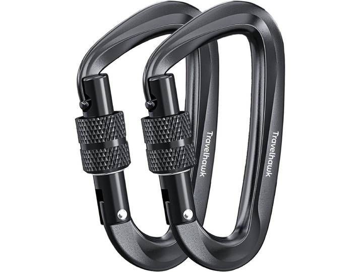 Travelhawk Karabijnhaak - Musketonhaak - Aluminium - Zwart