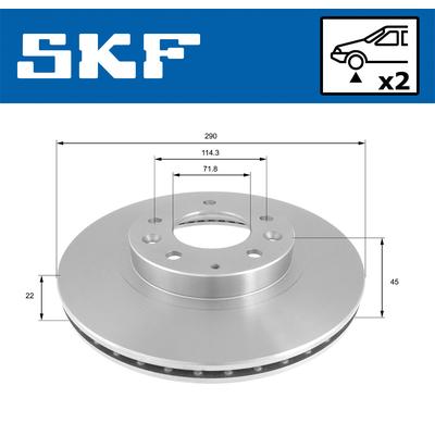 SKF Bremsscheibe VKBD 80807 V2 290mm 22mm