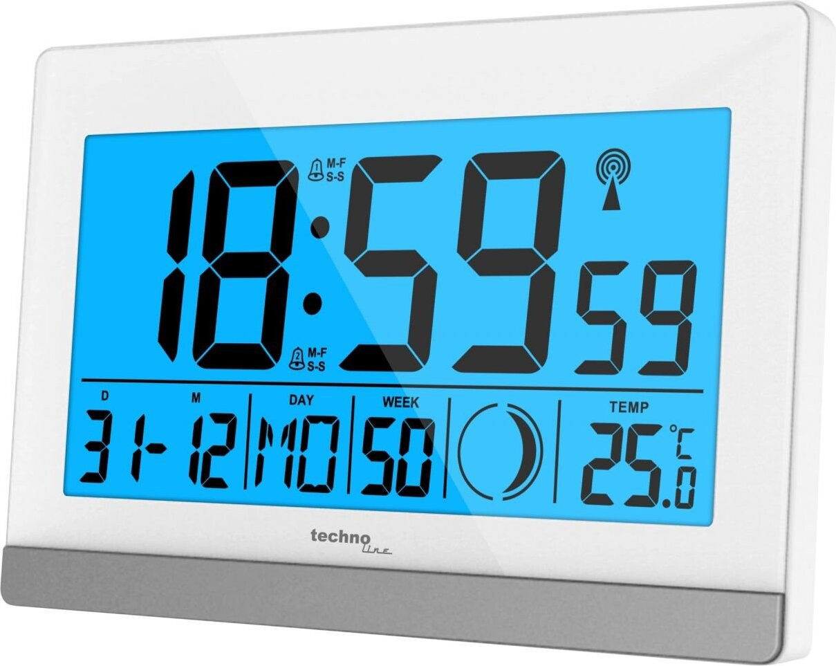 Technoline WS 8056 Digitale Wekker met LCD-scherm, Wit/Grijs