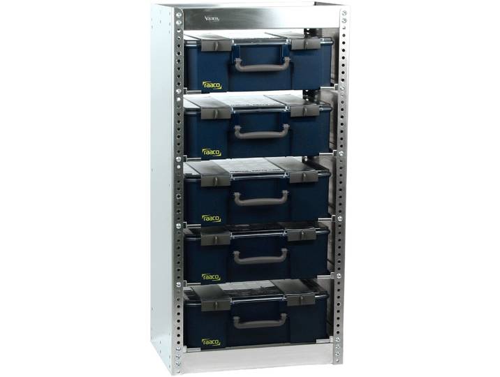 Raaco S221 - Opbergrek - 5x CarryLite 150-9 koffers - Zilverkleurig