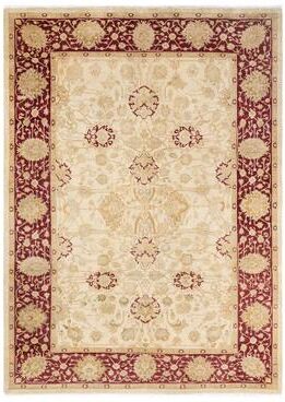 Overton Handknotted Wool Traditional Oriental Ivory Area Rug - 6' x 9'
