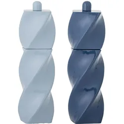 Bloomingville - Riley Salt & Pepper Mill - Blue - Rubberwood, Pfeffermühle + Salzmühle, Blau