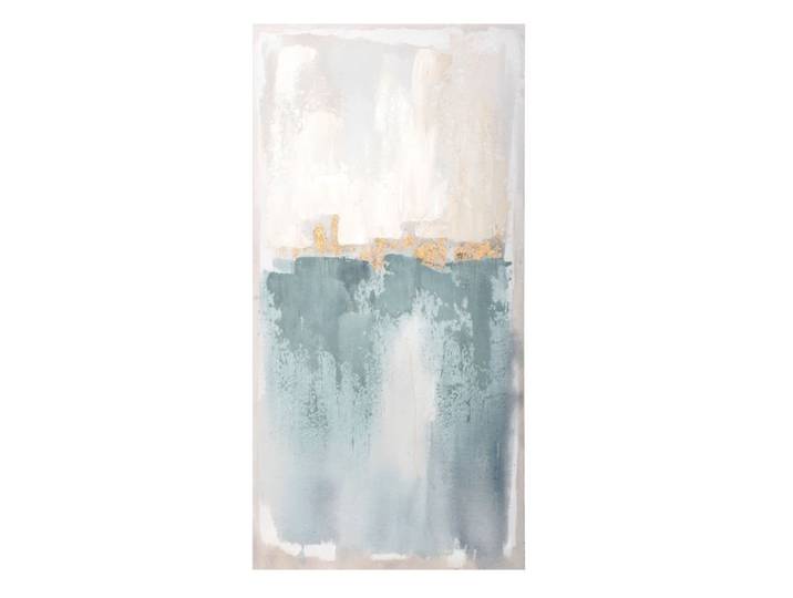Graue, blaue und goldene Leinwand, 45 x 90 cm