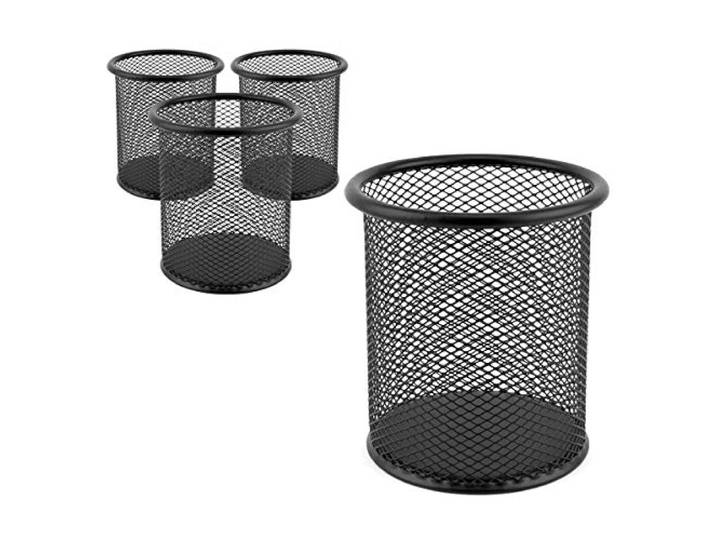 D.RECT - Metall Stifteköcher 24 Stück Stiftehalter Rund aus Drahtmetall Schreibtisch Organizer Mesh Multifunktions Becher für Kugelschreiber Ø91 mm Marineblau Schwarz, 800079