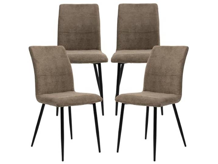 TRISENS Moderne Esszimmerstühle mit Stoffbezug - Bequeme Esstischstühle mit abgesteppter Vorderseite - gepolsterte Küchenstühle mit gebogener Rückenlehne für mehr Sitzkomfort (Taupe, 4 Stück)