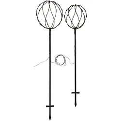 Star Trading, Gartenbeleuchtung, Gartenlicht Decoration Sphere, 96 LEDs, Schwarz, 2er Set (33 lm, IP44)
