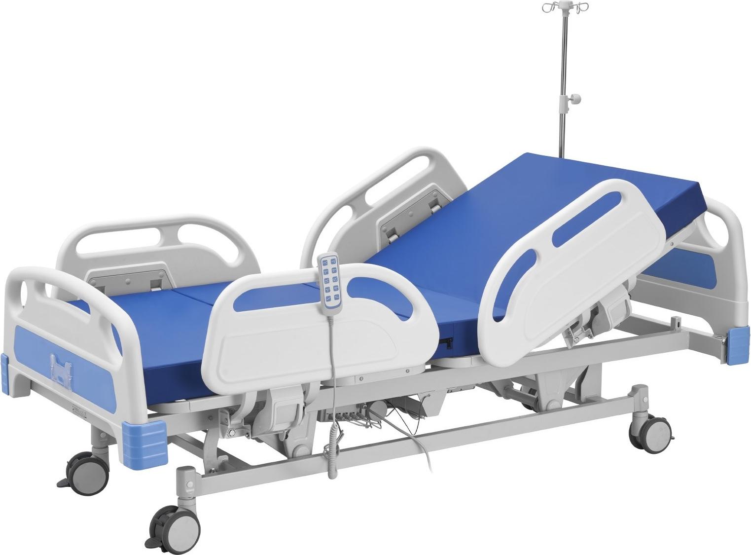 Elektrisches Pflegebett - Krankenhausbett mit 5 Funktionen - Trendelenburg & Anti-Trendelenburg - Höhenverstellbar 45-75 cm - Mit Matratze - Für Senioren, Zuhause & Klinik