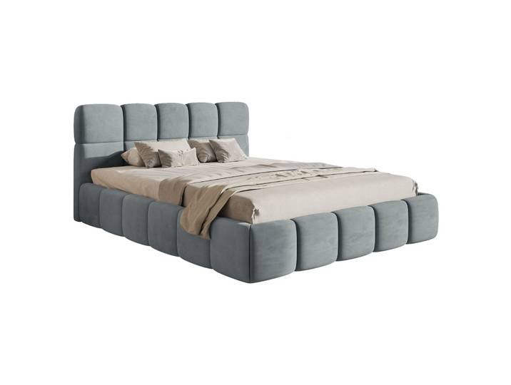 Gepolstertes Bett 160x200 cm Cloudy, grau, Velours,