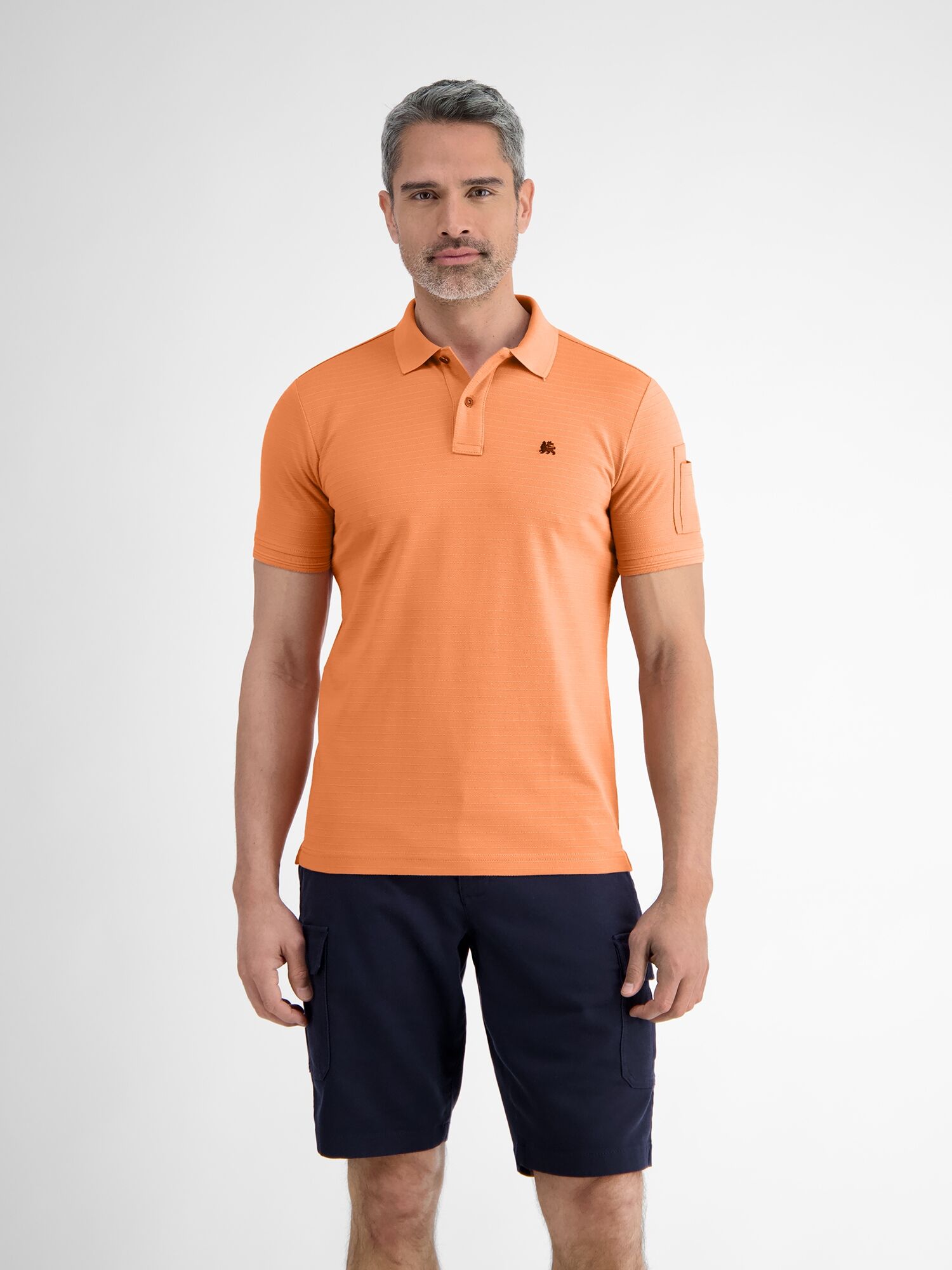 Poloshirt LERROS "Herren Poloshirt, tonal gestreift", Herren, Gr. XL, orange (pale papaya), 100% Baumwolle, ohne Ausschnitt, Shirts Poloshirt pale papaya XL