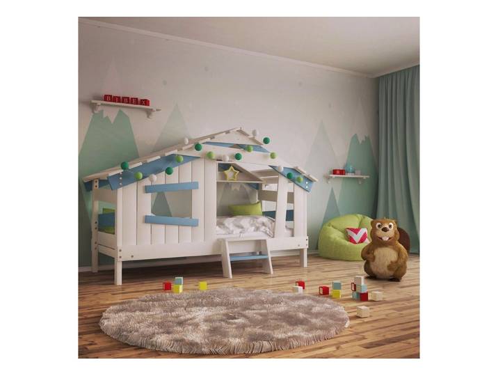 bibex Kinderbett APART CHALET Kinderbett, Jugendbett, Spielbett, himmel-blau