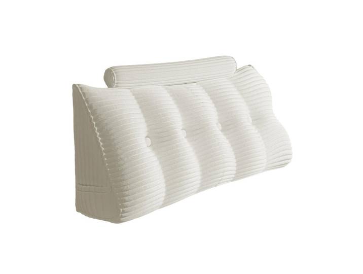 Vercart Keilkissen mit einem runden Kissen 2er-Set Gestreifter Samt Weiß 140cm, Mode, Füllung: Polyester, 20x140 cm, Heimtextilien, Wohntextilien, Kissen, Rückenkissen