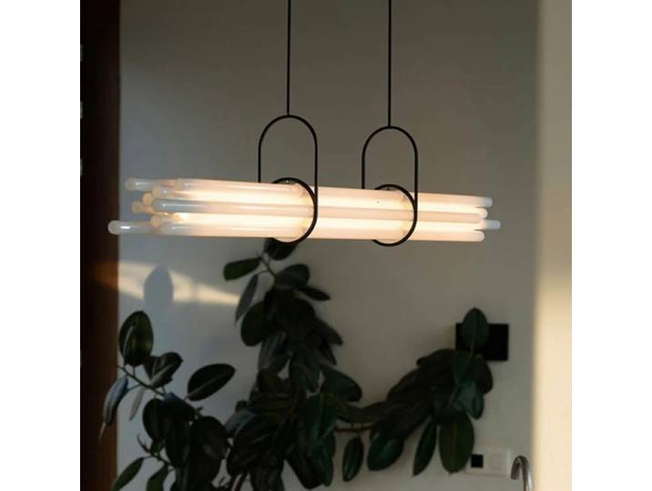 Lampe à suspension longue moderne pour Table de cuisine île salon salle à manger bande minimaliste Design créatif lustre suspendu en acrylique