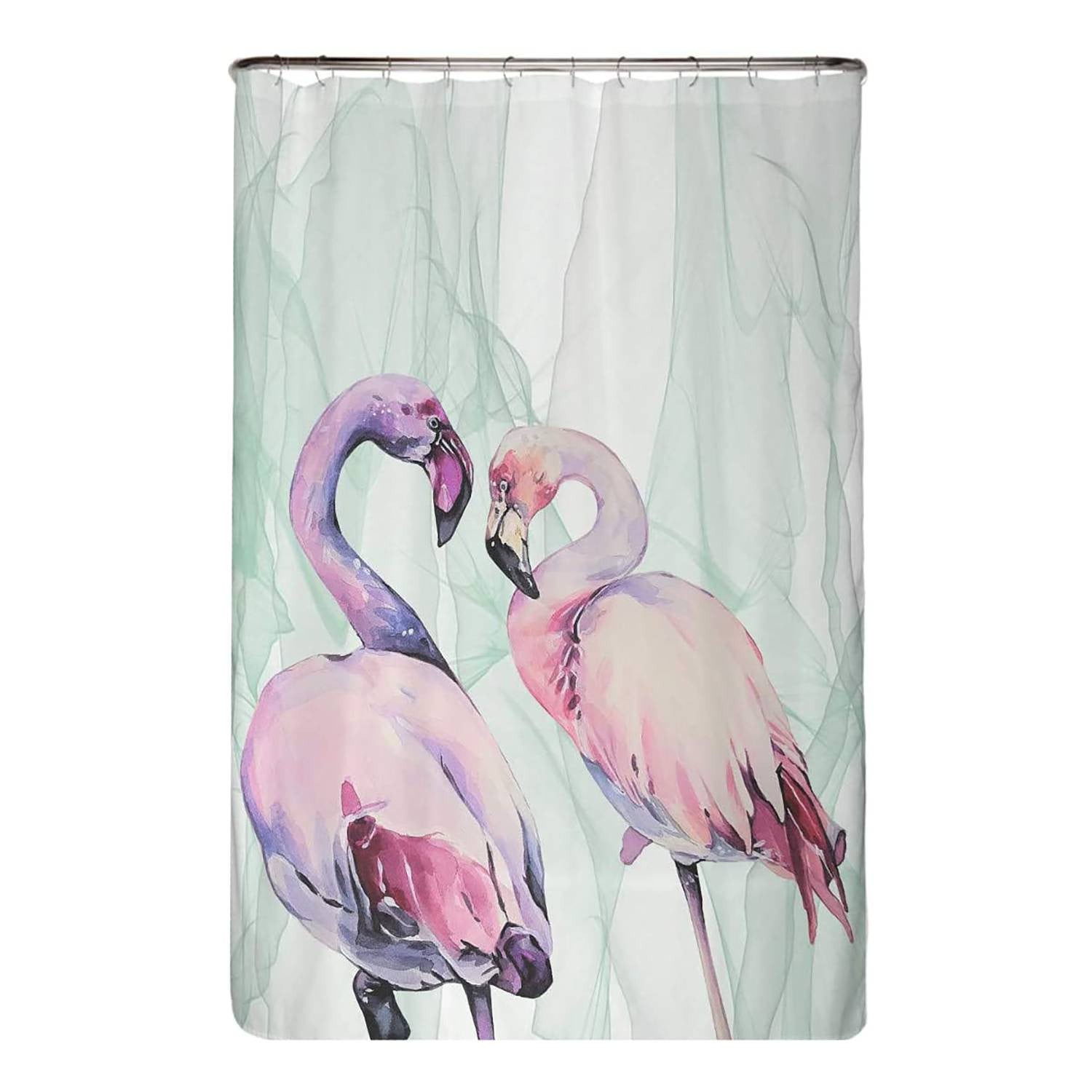 home24 Douchegordijn Loving Flamingos microvezel meerkleurig B: 120 cm, H: 200 cm