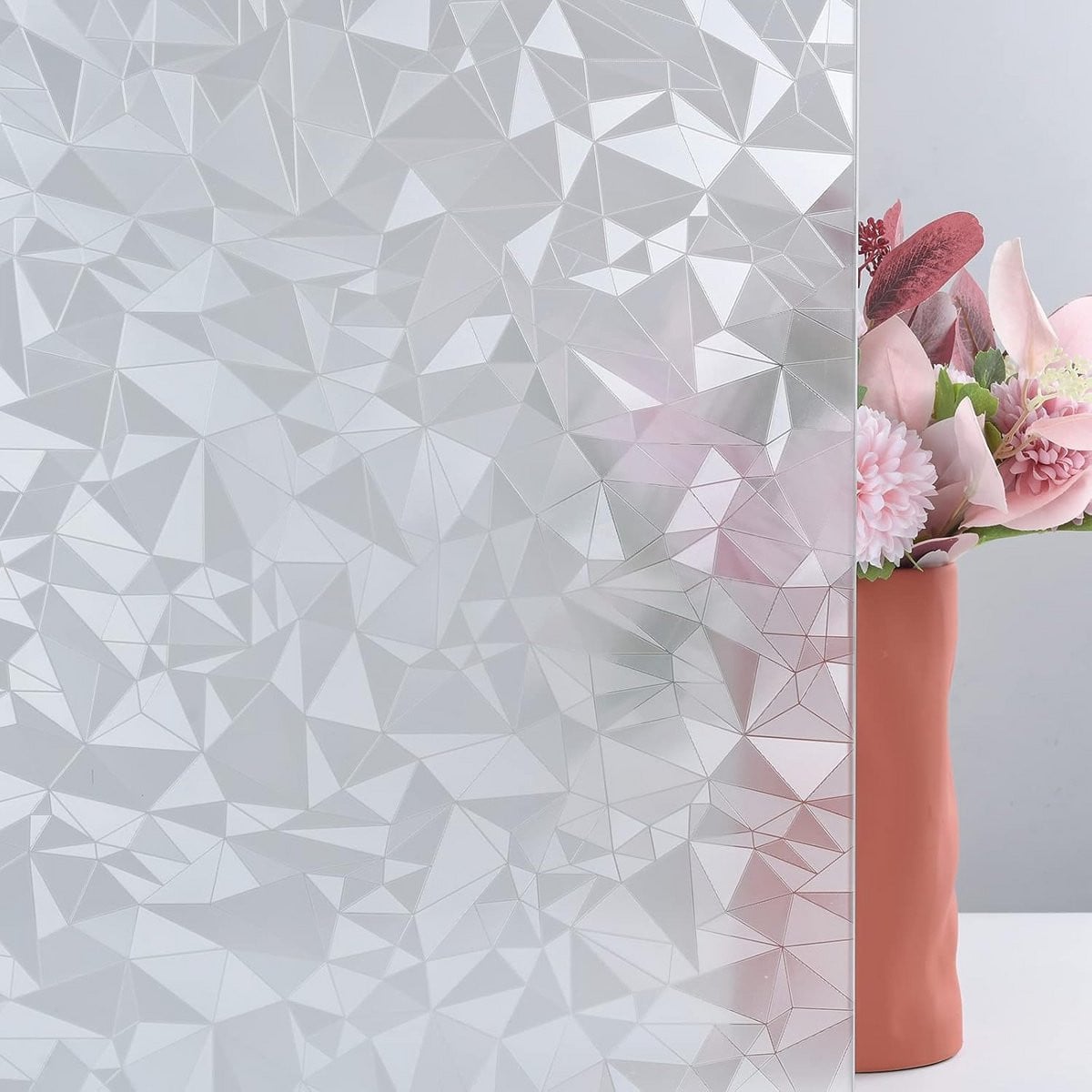 Statische Privacy Raamfolie Matglas met Decoratief Ruitpatroon, Zelfklevend
