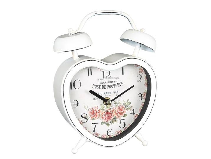 Horloge de table Herz Tôle d’acier laquée 22 x 16 x 6cm Blanc