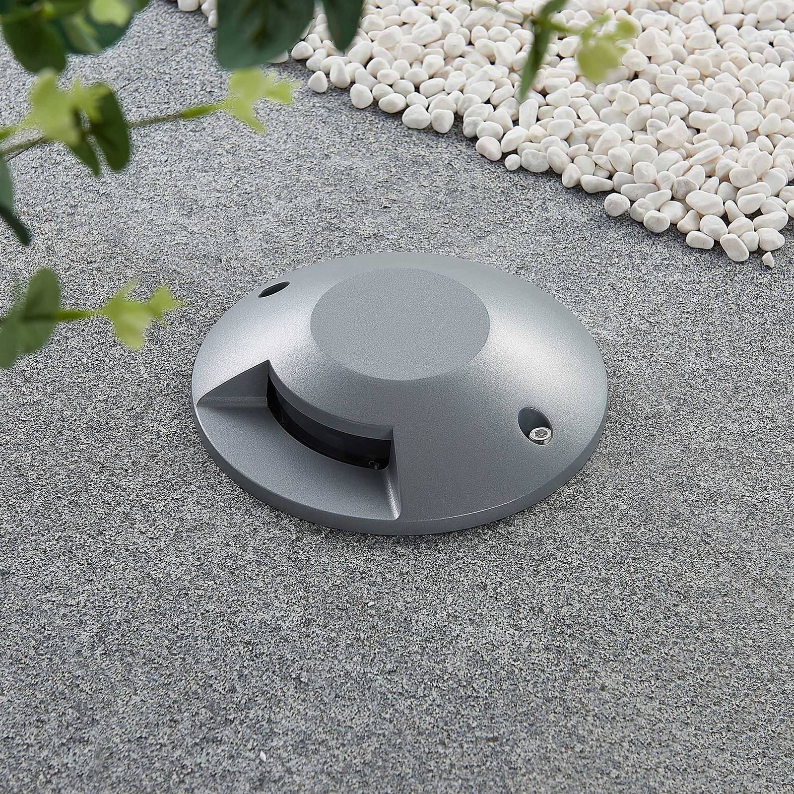 Lucande LED-Bodenstrahler Jeffrey, silber, 1 Lichtaustritt Jeffrey, alu / grau / zink, Aluminium, Modern, LED Außenleuchte