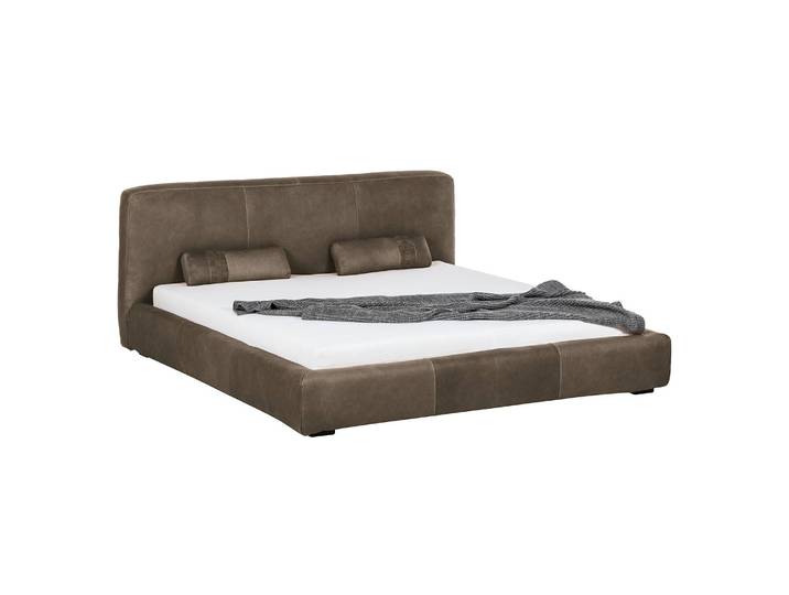 Polsterbett Shabby Echtleder 180 x 200cm Bezug: Echtleder Braun/Mokka