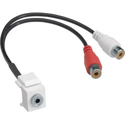 Hager GMKAUDIO2 Keystone Einsatz Klinke 3.5mm auf 2xRCA, 0.2m, für Montagerahmen Keystone, hfr