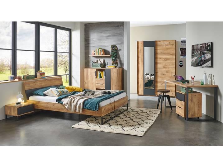 Armoire à portes coulissantes 180cm Marron/Gris