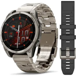 Garmin fenix® 8 fenix 8 - 47 mm AMOLED Sapphire Graphit/Titanium Titan mit QuickFit-Titan-Armband 22 mm Titanium und Silikon- Armband Graphit" 010-02904-40" - digital,touchscreen,variabel,graphit,titan - grau - 47mm