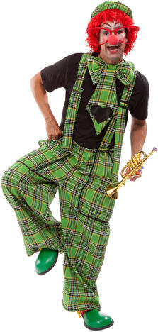 buttinette Clown-Latzhose und Riesenkrawatte, unisex, grün-color