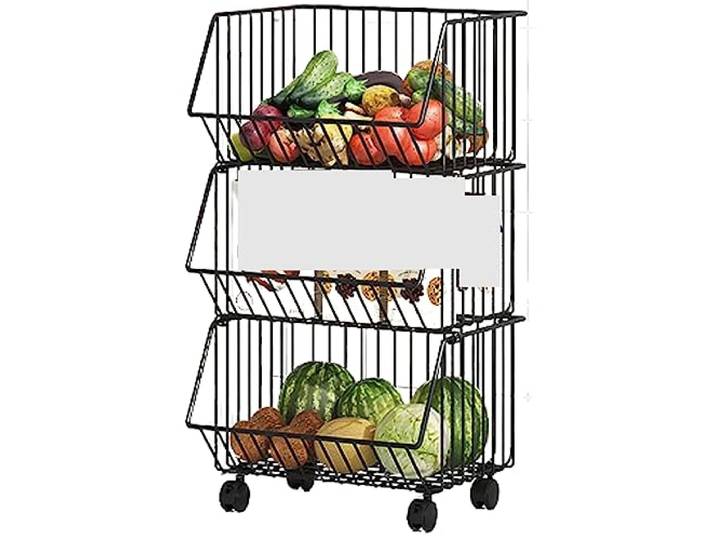 HGYNBCP Mobiles Lagerregal, 3-stöckiger Wagen mit Rollen for Badezimmer und Küche(Three Layers)