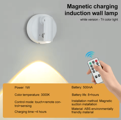 Inspire Picks RGB Magnetic LED Wall Light USB Rechargeable Touch Dimmable Bedside Reading Spotlight d