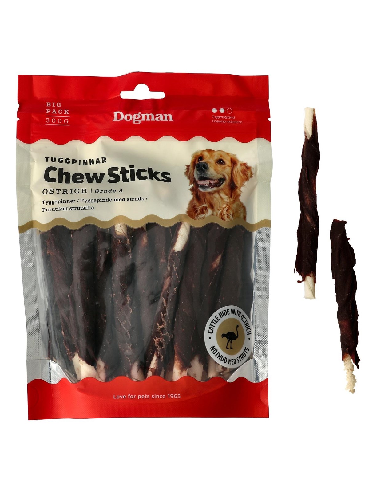 Dogman Mit Strauß umwickelte Rinderhaut-Kaustäbchen 12.5 cm (25er-Pack)