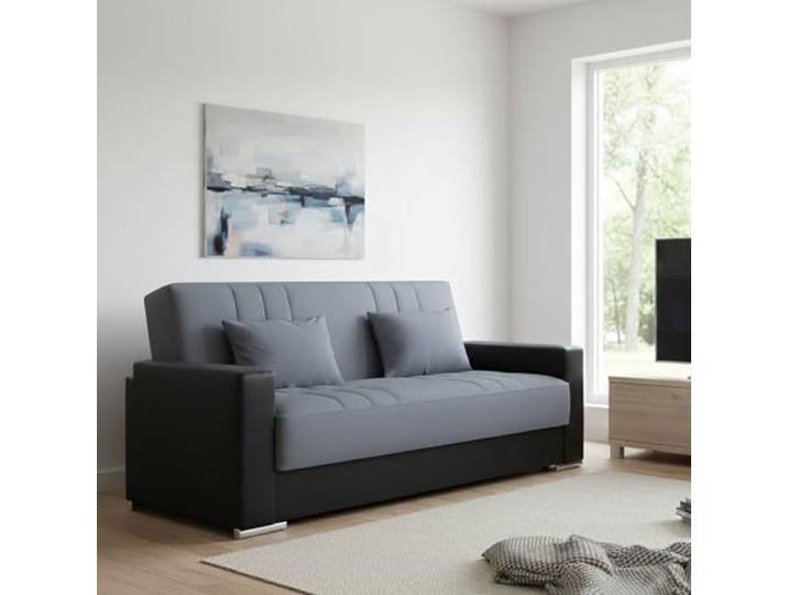 Dmora Sofa Bett 3-Sitzer Sergio 230x96 cm Schwarz, Stauraum