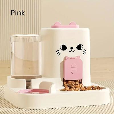 Inspire Select Large Capacity Automatic Pet Feeder & Water Dispenser Set Cat And Dog Food Bowl With Gravity Water Supply pink