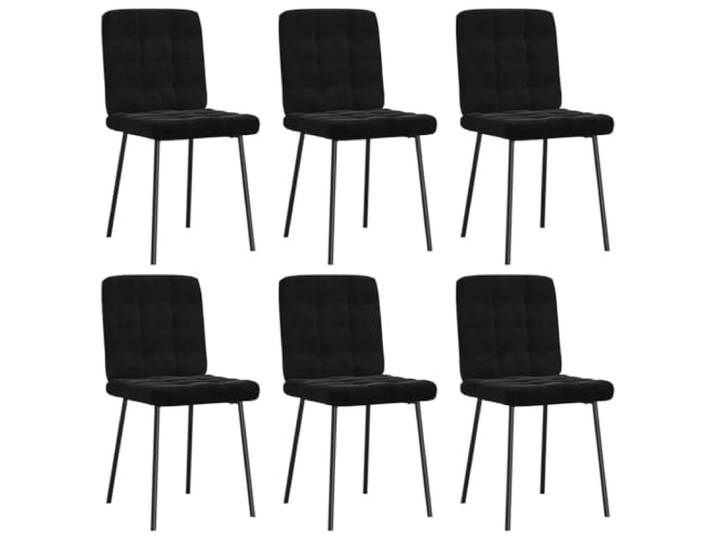 6 Esszimmerstühle aus schwarzem Samt mit Metall- und Holzrahmen Weiche Sitzfläche, gepolsterte Rückenlehne, vielseitig einsetzbar, feine Verarbeitung, moderner Stil