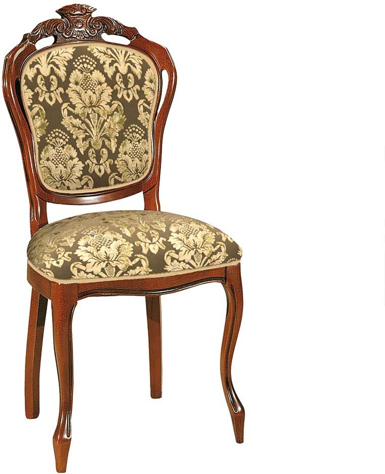 Pharao24.de Polsterstuhl in Nussbaumfarben Beige Gold Medaillon Lehne