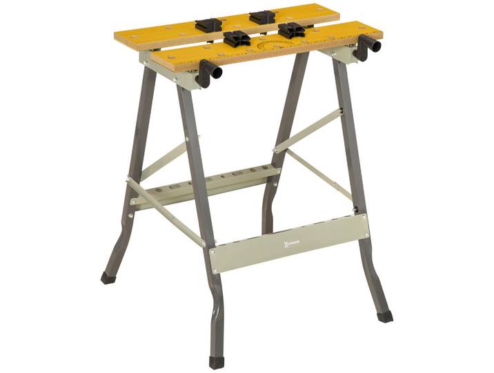 ComfortXL Werkbank De-18995 klappbar mit 4 Schraubzwingen Grau, Metall, 60.5x78.5x62.5 cm, Freizeit & Co, Heimwerken, Werkstatteinrichtung, Werkbänke