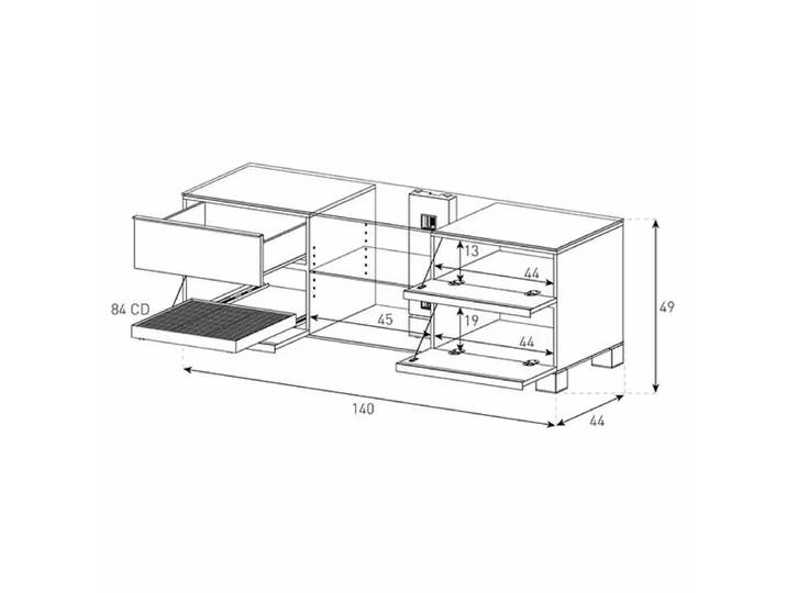 Balcar MD9340-B-INX-BLK Möbel MD9340-HG-Schwarz Schwarzglas – TV Möbel