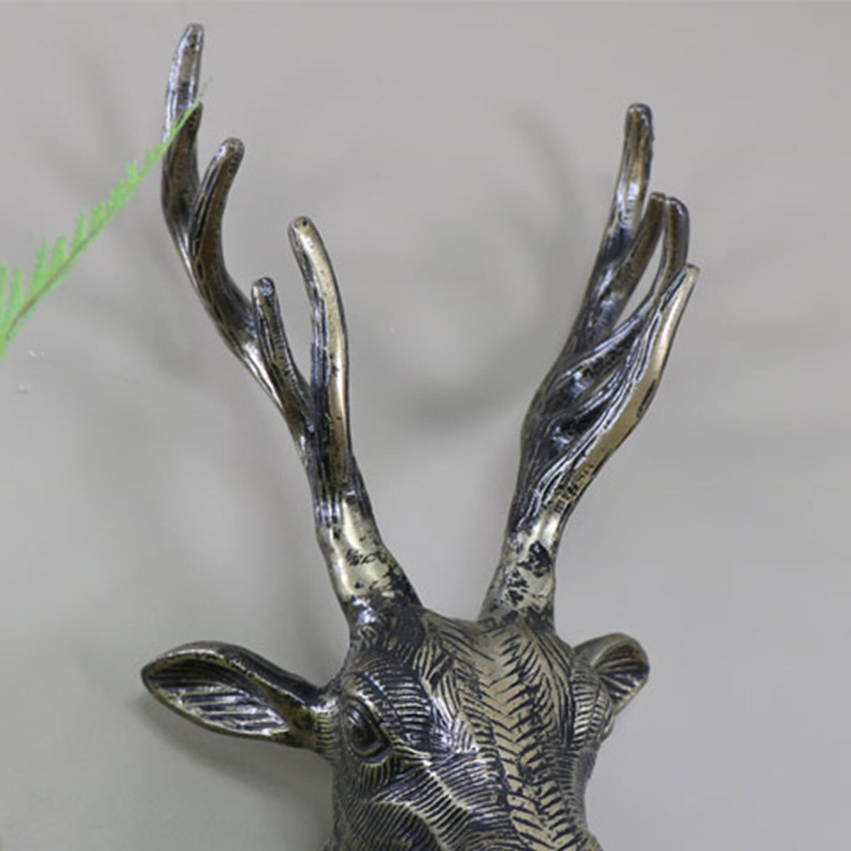 Antique Gold Metal Wall Mounted Stag Head Metal