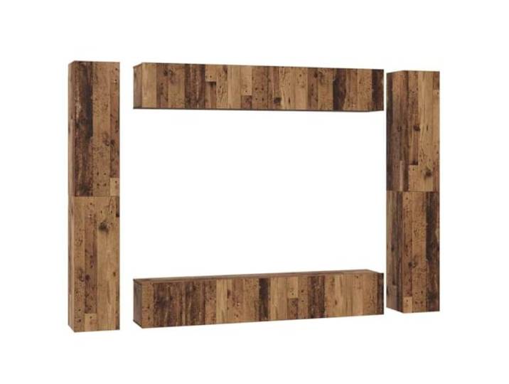 KGFHERENB TV-Schrank Set Wandmontiert 10-tlg Lowboard Altholz-Optik Schafft stilvollen Stauraum im Schlafzimmer durch 10 Fächer und hält die Stellfläche für die Bodenreinigung frei.