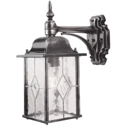 Elstead Lighting Wexford Außenwandleuchte E27 abwärts Aluminium/Glas Schwarz/Silber IP23