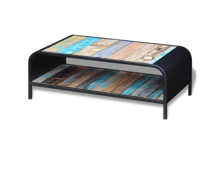 GHVBNMF Couchtisch Altholz Massiv 100x50x35cm Wohnzimmertisch Retro Einzigartiger Handgemachter Tisch aus Recyclingholz mit Metallgestell und Ablagefläche für Ihr Wohnzimmer.