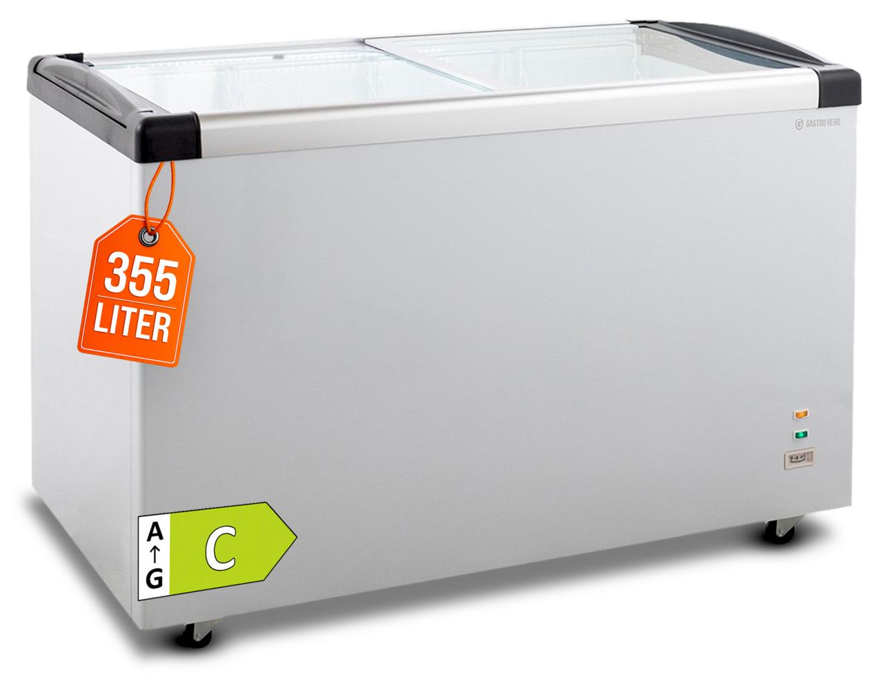 GastroHero Tiefkühltruhe ECO 450 mit Glasschiebedeckel - robuste Bauweise, leiser Betrieb & energieeffizient