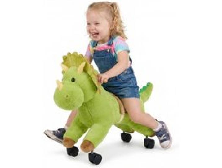 VEVOR Reitpferd auf Rollen 55cm, 40kg Belastbare Stehpferd mit Soundfunktion, Spielpferd mit Weichem Sitz Griffen & 360° Lenkrollen, Grüner Dinosaurier zum Draufsitzen & Reiten für Kinder ab 3 Jahren