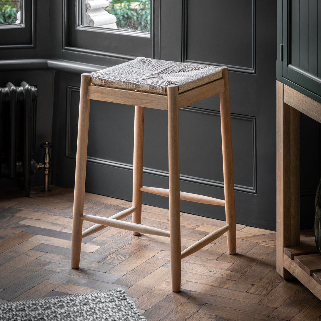 Fjørde & Co Crocker Yes Bar Stool with Solid Wood Frame 65cm H X 44cm W X 44cm D
