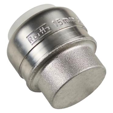 Roth Quickpush Slutmuffe 15 mm, Rustfri (10596382)