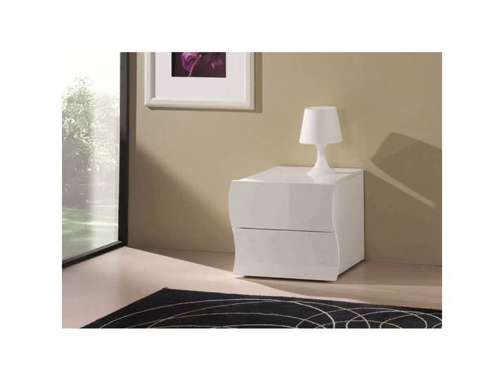 Dmora - Table de chevet Edoardo 50x40h41 3 cm Blanc brillant Panneau effet bois
