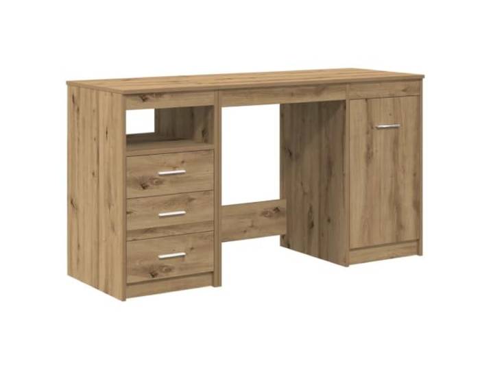 FDSAQOPT Schreibtisch mit Schrank, Artisan Oak, Holzwerkstoff, Büro Integrierter Schrank, Bücher, Zeitschriften, Aktenordner, Tischplatte, feuchtes Tuch, Wandbefestigungsvorrichtung