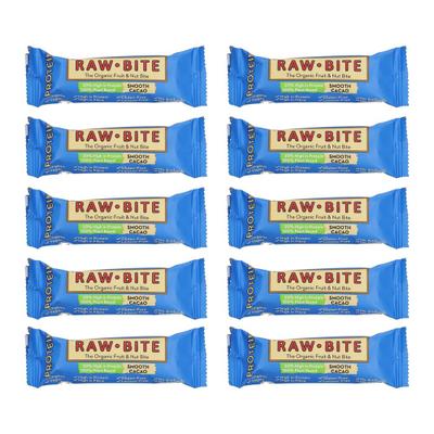 Rawbite - Protein Smooth Cacao Riegel, 45g 10er-Pack 10x45 g Riegel
